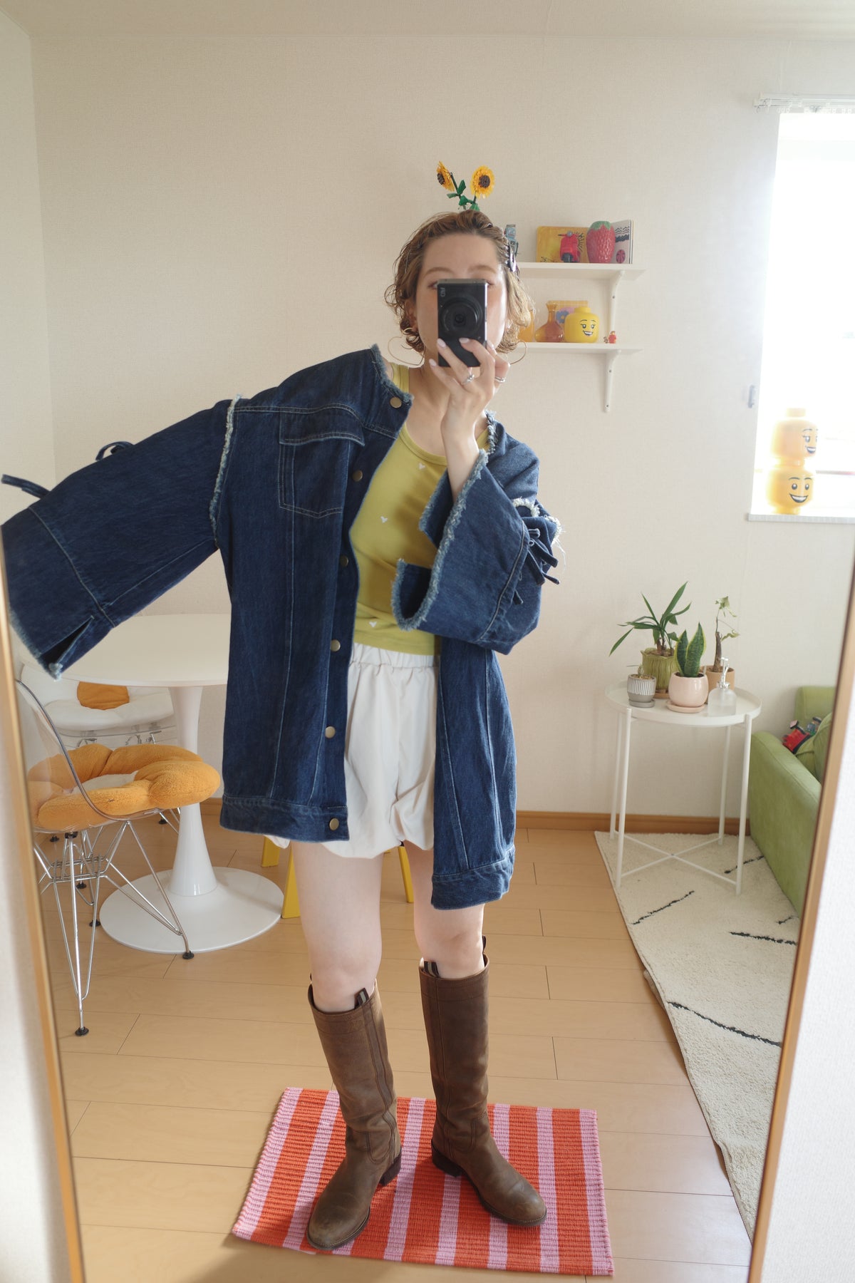 ribbon denim jacket