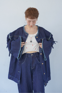 ribbon denim jacket