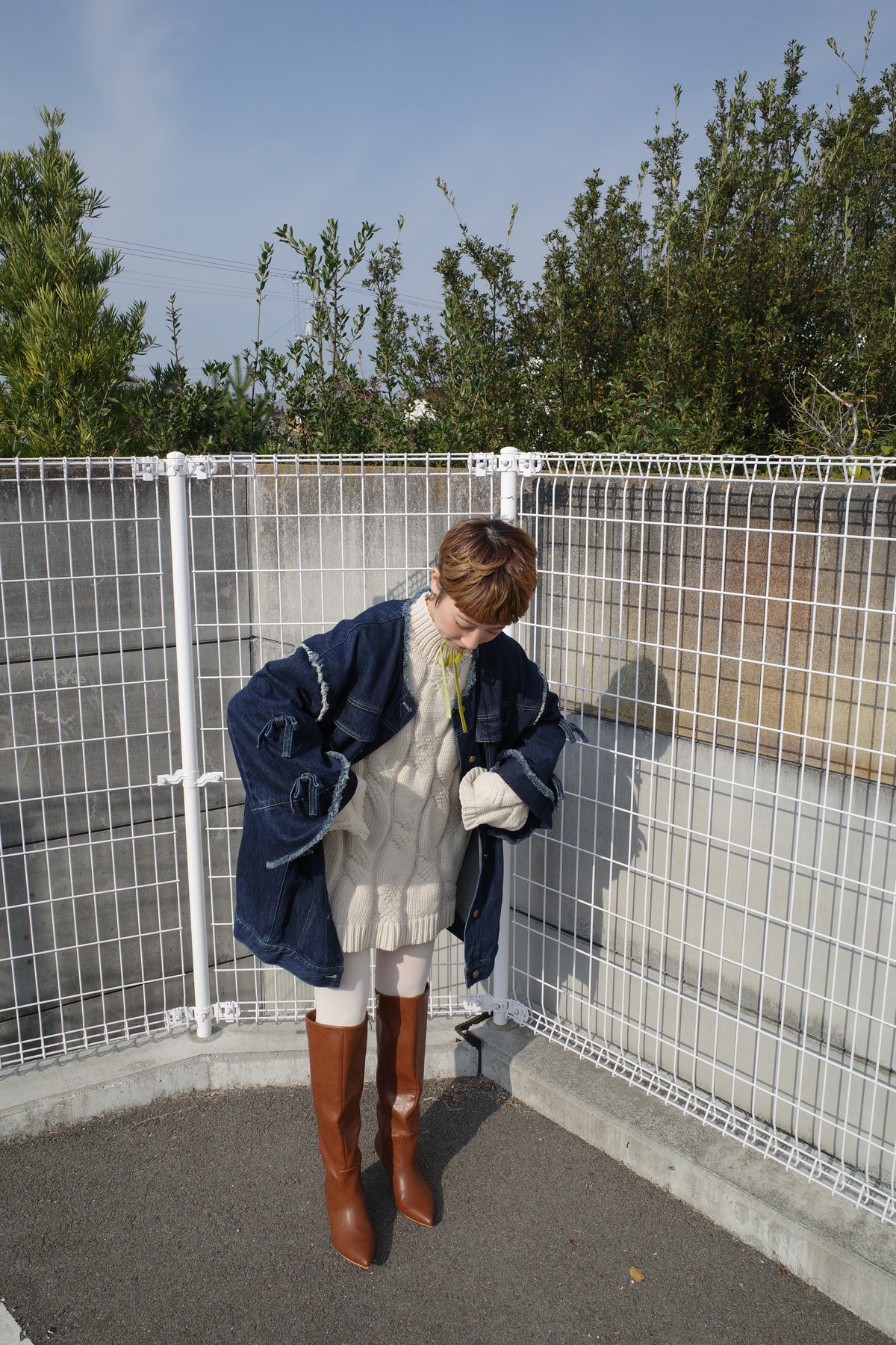 ribbon denim jacket