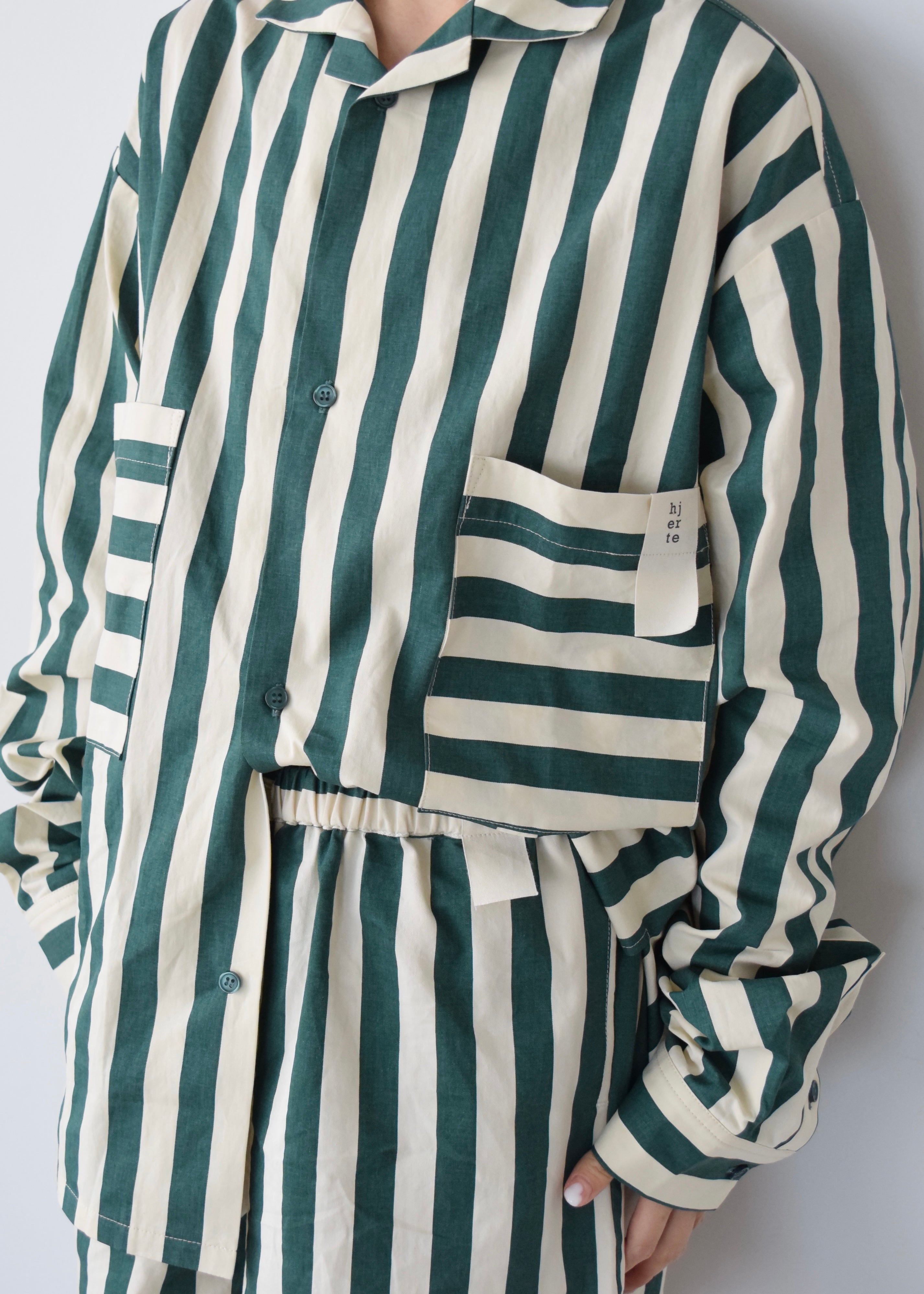 hjerte【未使用】relax stripe shirts グリーン relax stripe shirts – hjerte