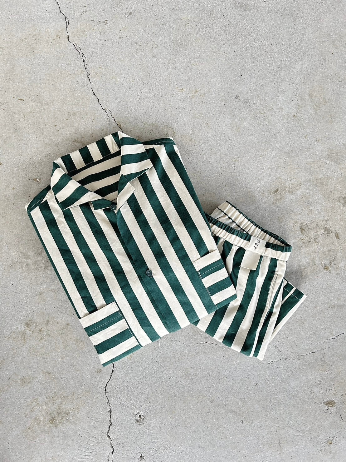 hjerteリラックスストライプシャツ（グリーン) relax stripe shirts – hjerte