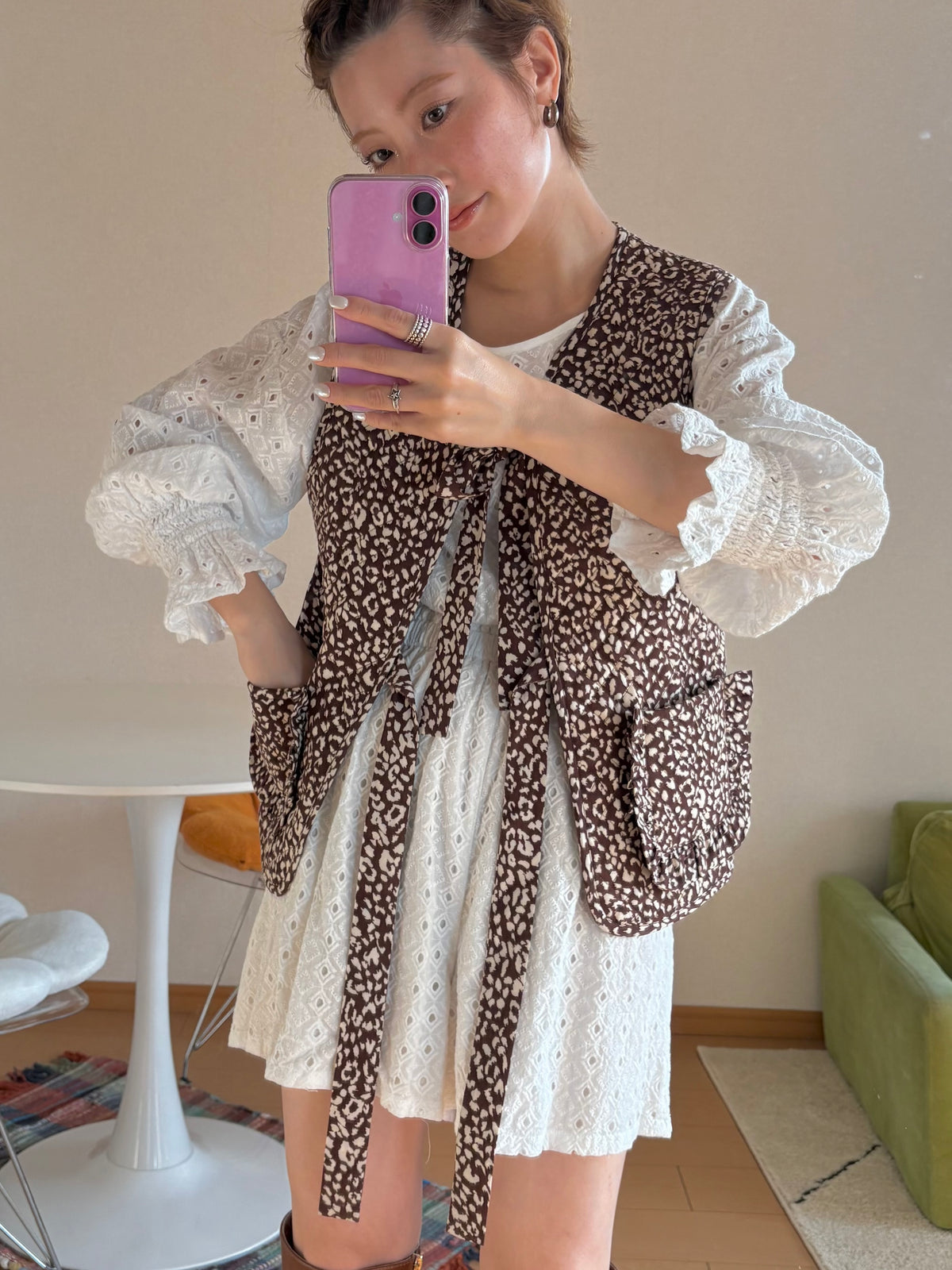 leopard short vest