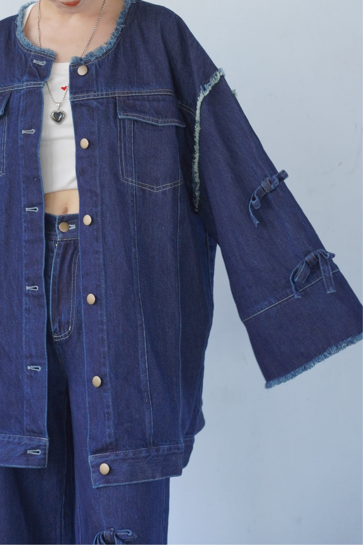 ribbon denim jacket