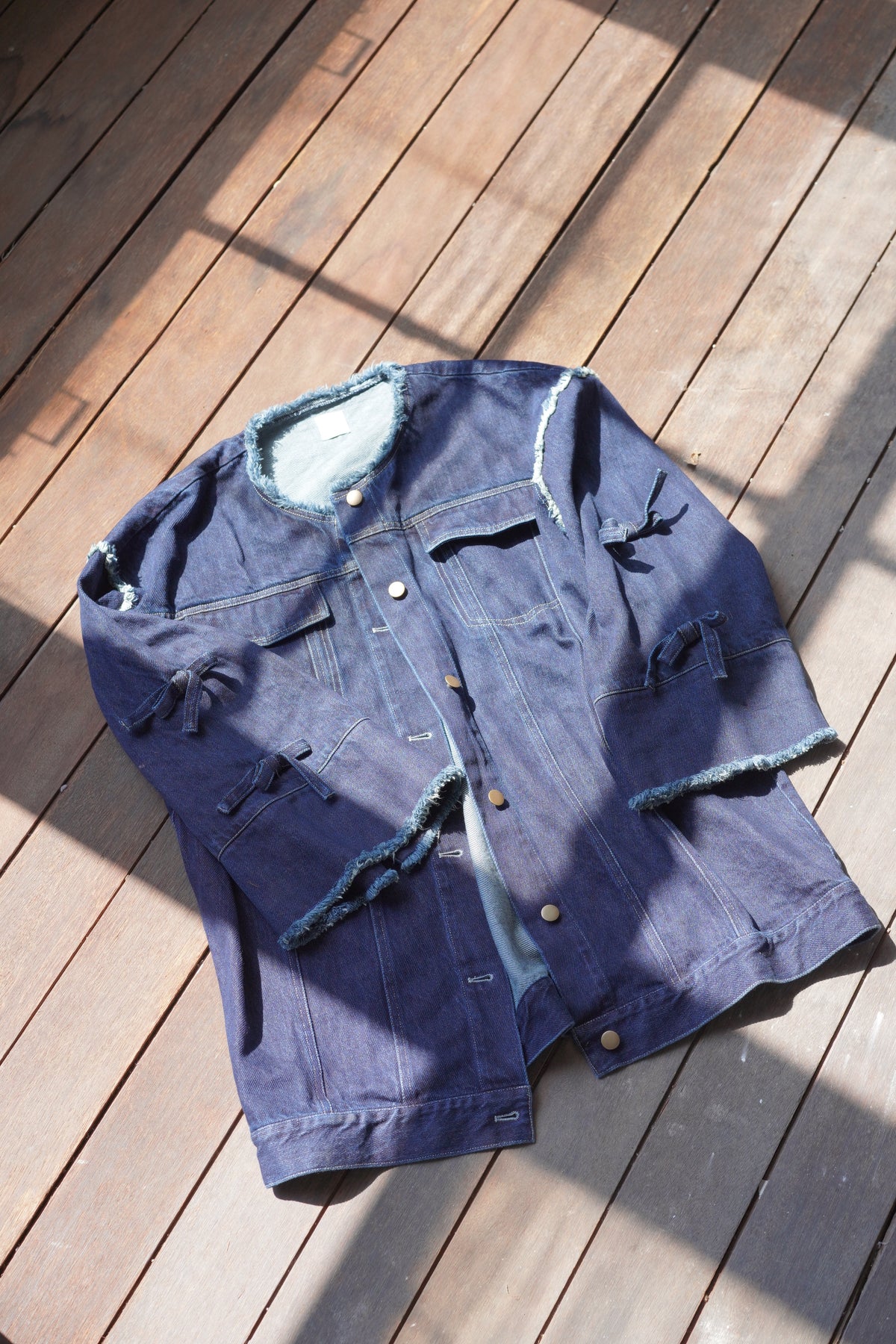 ribbon denim jacket